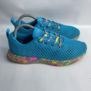 Nobull Unisex Neon Swirl Sole Mesh Overlay Sneakers Size 9 Women 7.5 Men Blue‎